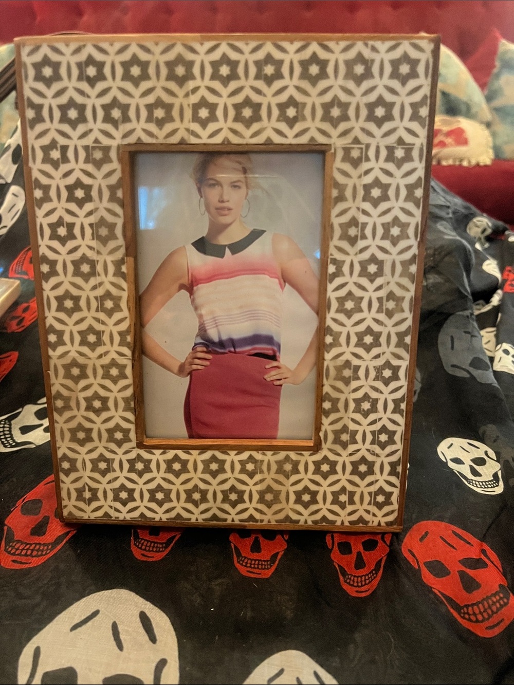NEW Tozai  Geometric Photo Frame - Cream and Brown 4x6